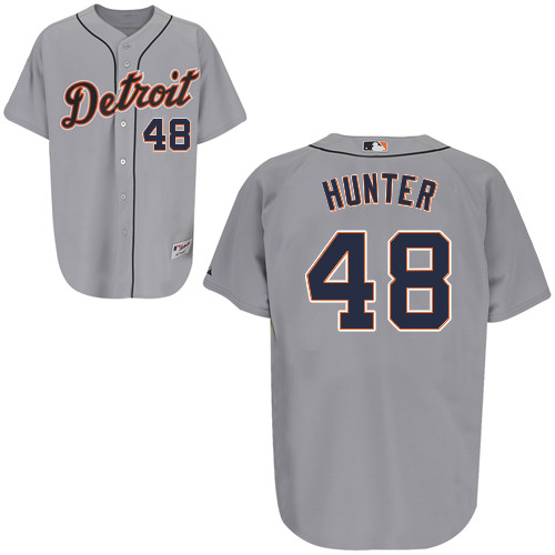Torii Hunter #48 mlb Jersey-Detroit Tigers Women's Authentic Road Gray Cool Base Baseball Jersey